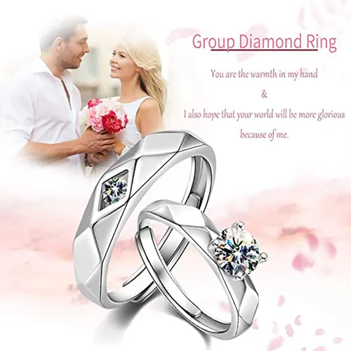 Vista 4 de Sunamy Fashion - Anillo de compromiso para hombre y mujer, ajustable S925 plata CZ