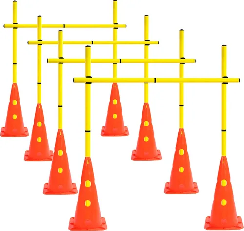 Vista 8 de Juego de bastones de agilidad y obstáculos desmontables de entrenamiento de velocidad, juego de 8 conos de entrenamiento y 12 postes de agilidad