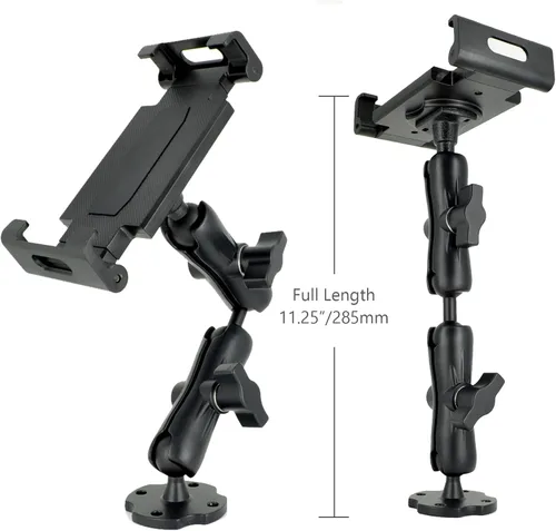 Vista 7 de VAUBORTTI Soporte de aluminio resistente para tablet de doble brazo con base de taladro de rotación de 360° de 4 puntos, se adapta a tabletas de 6.5