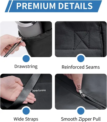 Vista 8 de sportsnew Bolsa para esterilla de yoga, bolsas de gimnasio para mujeres y hombres con bolsillo impermeable y gancho y bucle, almacenamiento