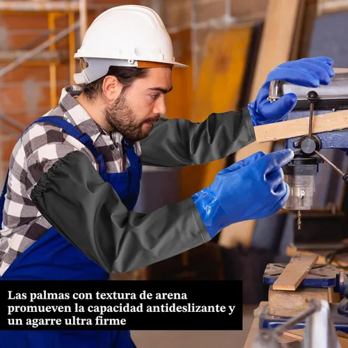 Vista 6 de Guantes de trabajo resistentes a productos químicos de PVC de Haiou, de goma larga, resistentes al agua, para trabajo con productos químicos