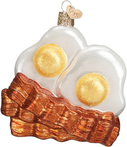 Vista 10 de Old World Christmas Adorno de vidrio soplado de sándwich de desayuno para árbol de Navidad, decoración navideña hecha a mano, comida - colección