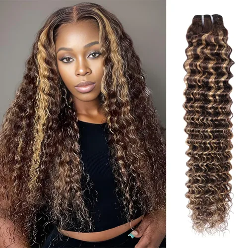 Vista 20 de Manojos de cabello humano ondulado profundo de 12, 14, 16 pulgadas, paquetes de ondas de agua, 100% sin procesar, 10A, cabello humano virgen