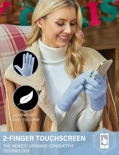 Vista 6 de FZ FANTASTIC ZONE Women Winter Warm Knit Touchscreen Gloves Cold Weather with Thermal Fleece Lined