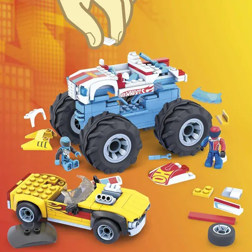 Vista 3 de MEGA Hot Wheels - Vehículo coleccionable de juguete de construcción Rodger Dodger, 2 microfiguras de acción y características de lujo