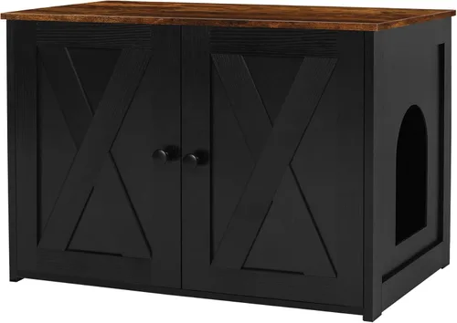 Vista 17 de Caja de arena para gatos Dwanton, mueble oculto para caja de arena para gatos, entrada reversible puede estar en el lado izquierdo o derecho, baño