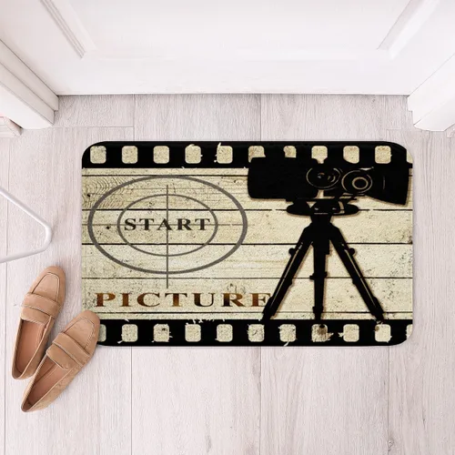 Vista 21 de Alfombras de baño de cine con patrón de palomitas de maíz, alfombras de Btah para bañera para niños, diseño de póster de cine, tapetes de baño
