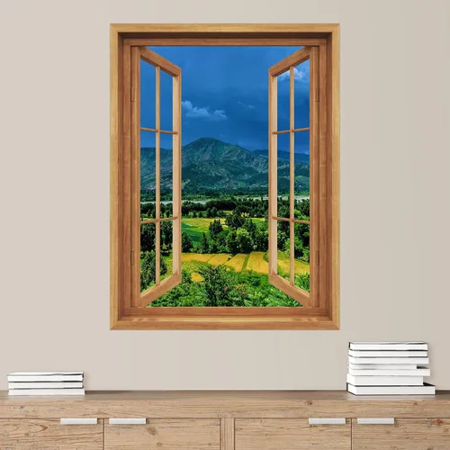 Vista 30 de SIGNWIN Adhesivo mural removible para pared, atardecer cielo naranja, otoño, bosque, árbol, paisaje, naturaleza, arte fino, rústico, paisaje