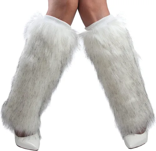 Vista 6 de Calentadores de piernas de piel sintética para mujer, fundas largas y acogedoras para botas