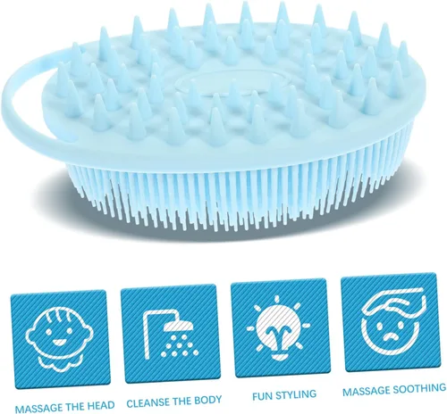 Vista 8 de Dual Sided Silicone Bath Brush for Boy Girl with Sensory Training Soft Bristles Durable Body Massaging Scrubber Gentle Exfoliating Wash Brush for