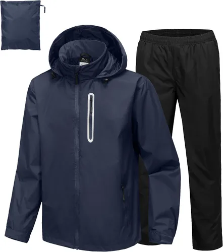 Vista 11 de Traje de lluvia de golf impermeable para hombre, equipo de lluvia, chaqueta y pantalón para exteriores, ligero, impermeable con capucha Pantalones