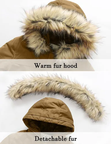 Vista 4 de Uoiuxc Women's Hooded Winter Coat Warm Fleeced Lined Parka Long Jackets