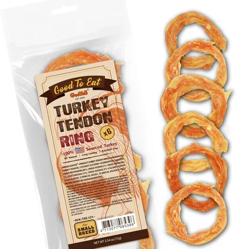 Vista 17 de Gootoe - Tendones de pavo para perros, masticables naturales, pretzel