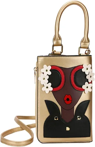 Vista 8 de Kuang Women Novelty Lady Face Shoulder Bags Funky PU Leather Top Handle Satchel Handbags Clutch Purse for Women