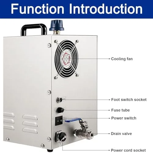 Vista 5 de Máquina limpiadora de vapor para joyas, limpiador ultrasónico de acero inoxidable de 1300 W, 275.0 °F para anillos, relojes, pendientes y plata 2L