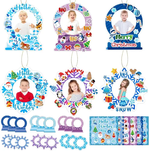 Vista 8 de NOVWANG Adornos de Fotos de Navidad, 30 Piezas de Marcos de Fotos Colgantes de Navidad con 30 Hojas de Pegatinas, Adornos de Fotos, Decoraciones