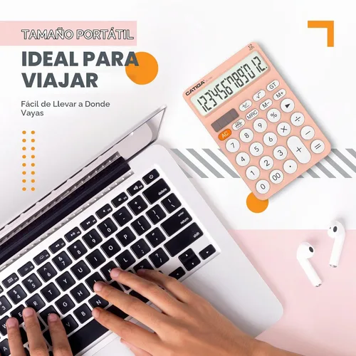 Vista 7 de CATIGA Calculadora de escritorio de 12 dígitos Calculadora de escritorio básica con pantalla LCD grande, botones grandes, 4 funciones, energía solar