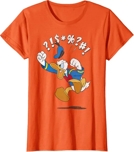 Vista 45 de Disney Mickey And Friends - Camiseta vintage de Donald Duck Angry Jump, Negro
