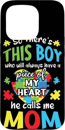 Vista 14 de iPhone 16 Boy Calls Me Mom Heart - Funda de concientización sobre el autismo