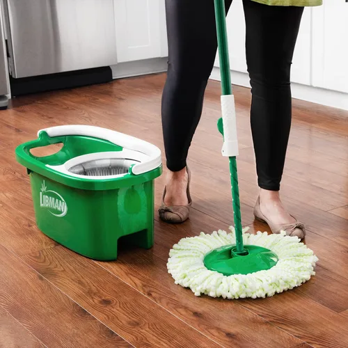 Vista 4 de Libman Tornado Spin Mop System Plus 1 cabezal de recarga y kit de cepillo Libman Scrub