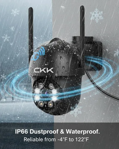 Vista 8 de CKK Cámara de seguridad 2K al aire libre, 3MP WiFi Cámaras de seguridad 1 Paquete