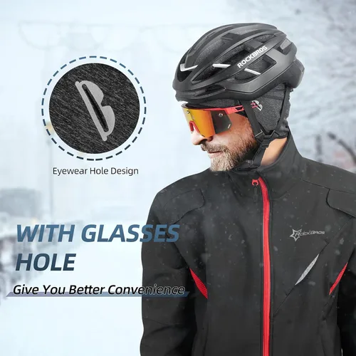 Vista 3 de ROCKBROS Gorro de calavera para hombres y mujeres gorro térmico de invierno para correr gorro con agujeros para gafas
