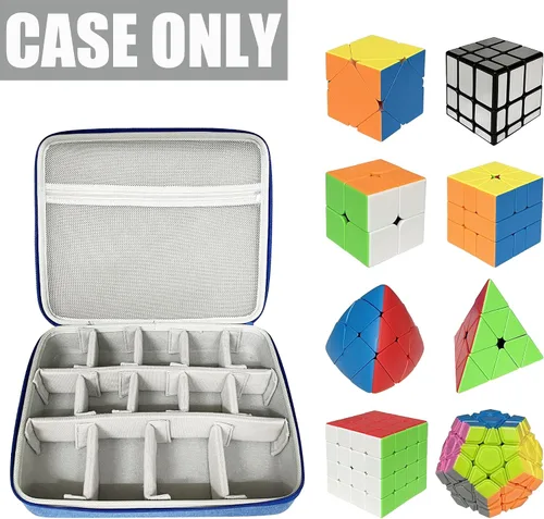 Vista 2 de Speed Cube - Funda para Shashibo/Rubik/Jurnwey/Roxenda Toy (azul) Storage Travel Holder for Cube Puzzle Travel Game, Hard Bag for