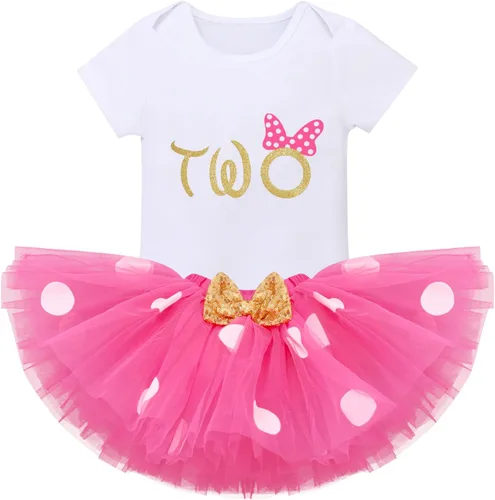Vista 13 de IMEKIS Conjunto de Ropa de Cumpleaños de Ratón para Bebé Niña 1er 2do Cumpleaños Pelele Romper para Romper Tartas Falda Tutú Conjunto de Lunares
