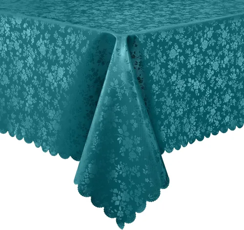 Vista 42 de Smiry Mantel cuadrado, mantel de vinilo resistente al agua, lavable, para cocina y comedor (azul bebé, 54 x 54 pulgadas)