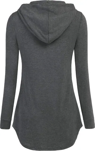 Vista 2 de Nandashe Sudaderas con capucha tipo túnica con cuello en V y manga larga con bolsillo tipo canguro para mujer