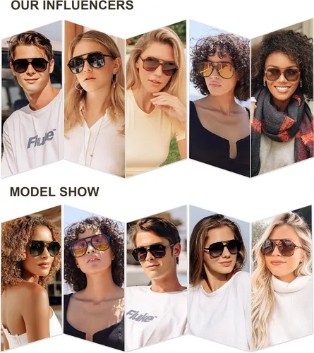 Vista 3 de SOJOS Gafas de sol polarizadas retro cuadradas estilo aviador para mujer y hombre de los años 70 vintage doble puente SJ2174
