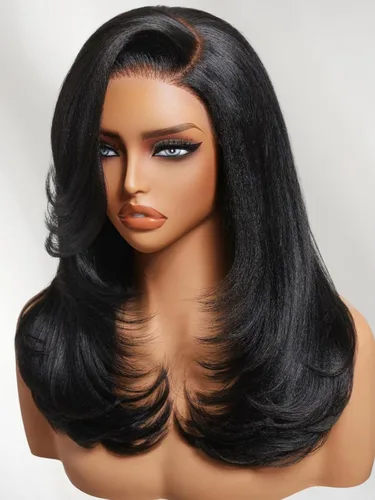 Vista 19 de UNICE Yaki - Pelucas de cabello humano lacio con encaje frontal 13x4, con cordón, Pre-Todo, sin pegamento, peluca de cabello humano frontal
