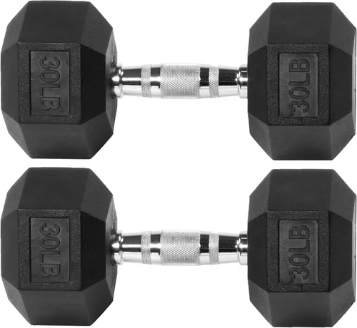 Vista 8 de Rubber Encased Hex Dumbbell with Knurled Alloy Material Non-slip Handle, Basic Professional Dumbbell