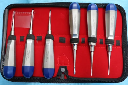 Vista 2 de Alemán 6 PCS STR y CVD 1.5MM a 3MM Cirugía Dental Extracción LUXATING Ascensor Mango Azul
