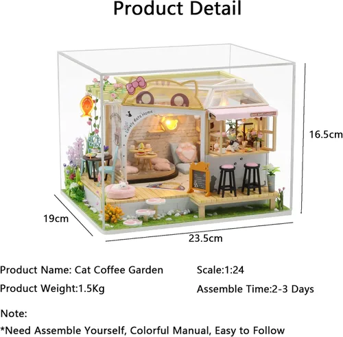 Vista 2 de MAGQOO Casa de muñecas en miniatura con muebles, kit de casa de muñecas de madera, casa pequeña, kit de casa de bricolaje, idea creativa