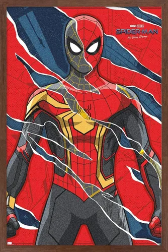Vista 17 de Trends International Marvel Spider-Man: No Way Home - Póster de pared triturado, 22.4 pulgadas de largo x 14.7 pulgadas, versión enmarcada en madera