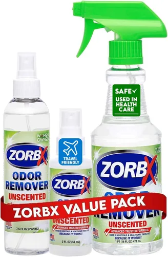 Vista 9 de ZORBX Juego de espray removedor de olores sin perfume, 2+16+32 onzas, grado