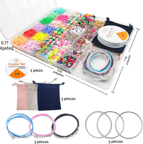 Vista 3 de leitait Kit de Fabricación de Pulseras de Juguetes para Niñas - Kit de Fabricación de Joyas con Dijes de 3000 Piezas, Rellenos para Canasta