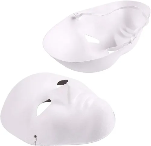 Vista 5 de 12 máscaras blancas de bricolaje, máscaras blancas de Halloween, máscaras de papel de máscara de cara completa, máscaras de ópera de cara completa