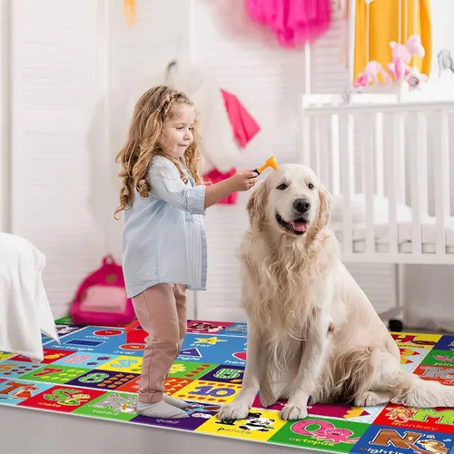 Vista 5 de Alfombra infantil para sala de juegos, alfombra educativa ABC, alfombra suave antideslizante para bebé, alfombra de juego para bebé, alfombra