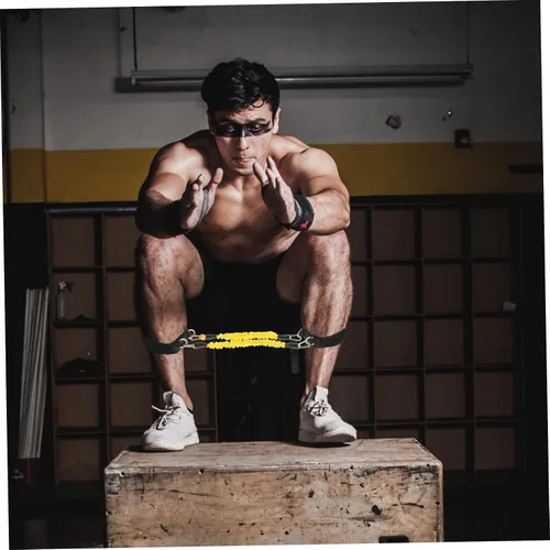 Vista 2 de Happyyami Bandas de resistencia profesional con correas de tobillo portátiles para entrenamiento de piernas y caderas, bandas de tubo para gimnasio