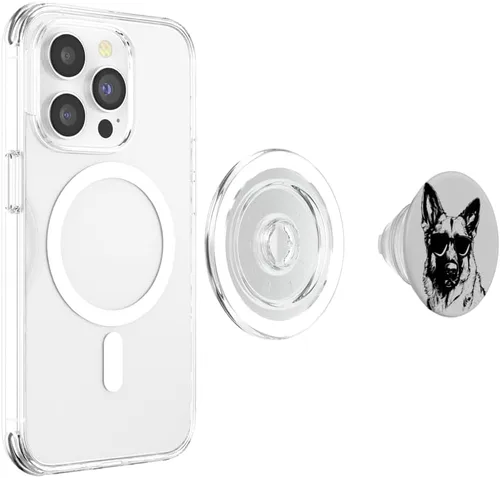 Vista 4 de Pastor alemán boceto dibujo arte amante de los perros mamá papá mujeres PopSockets MagSafe PopGrip para iPhone