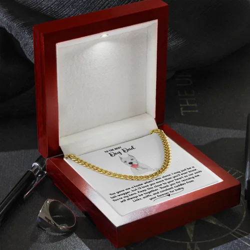 Vista 6 de Dogo Argentino Dog Dad Cuban Chain Necklace, Jewelry Message Card for My Fur Dad, Dogo Argentino Dog Owner, Pet Portrait Necklace Present