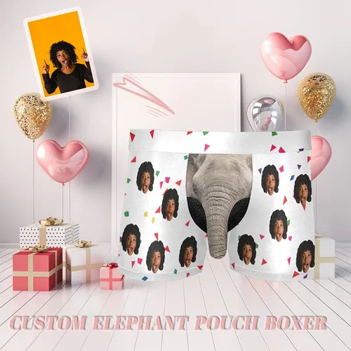 Vista 2 de Calzoncillos tipo bóxer con nariz de elefante para hombre, con foto personalizada, con cara divertida, para hombre, los mejores regalos