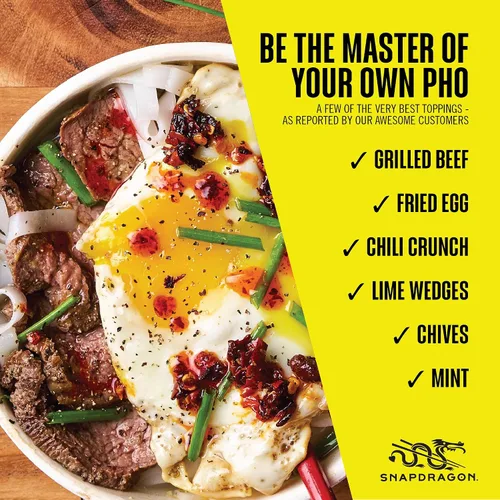 Vista 5 de Snapdragon Pho Bowls - Paquete de 6 fideos instantáneos con caldo de carne vietnamita para sorber y fideos de taza de arroz sin gluten. Microondas