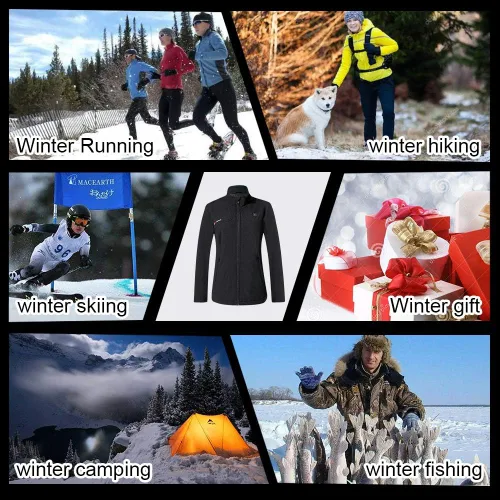 Vista 6 de PROSmart Chaqueta térmica recargable para mujer chaqueta de calentamiento impermeable de 12 V funciona con pilas con batería