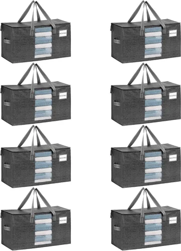 Vista 14 de VENO Paquete de 4 bolsas de mudanza resistentes, bolsas de almacenamiento de ropa y edredón con ventana transparente, suministros de embalaje