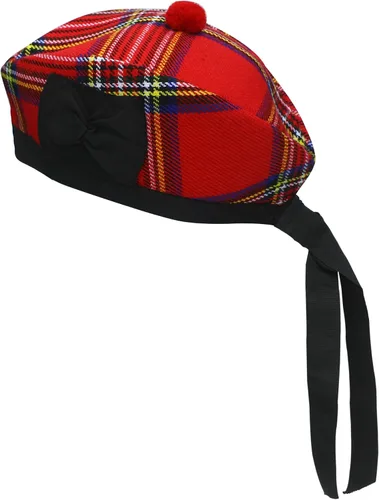 Vista 17 de Gorra Glengarry - Sombrero escocés tradicional, 100% lana, lana acrílica tartán, accesorios para kilts/gaitas, cinta de algodón de poliéster Negro