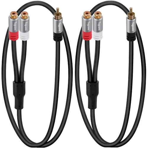 Vista 6 de Cable divisor adaptador en Y RCA, paquete de 2 unidades, 1 RCA hembra a 2 RCA macho estéreo de audio y video subwoofer, cable de extensión