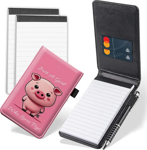Vista 8 de Juego de 4 mini blocs de notas de bolsillo, funda de cuero sintético de mármol abstracto con 2 ranuras para tarjetas, 1 lápiz capacitivo y 2